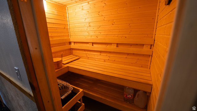 7500 Spring Canyon Road Helper, UT 84526 - Photo 29 of 64 Custom-built sauna with all-wood interior paneling, tiered wood benches, and a built-in heater