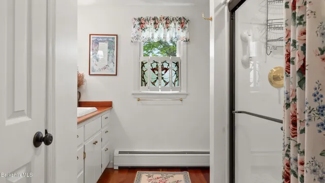 a bathroom with a shower