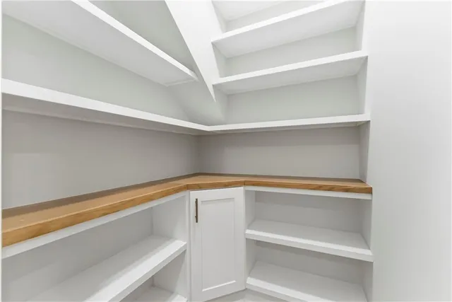 a view of an empty walk in closet