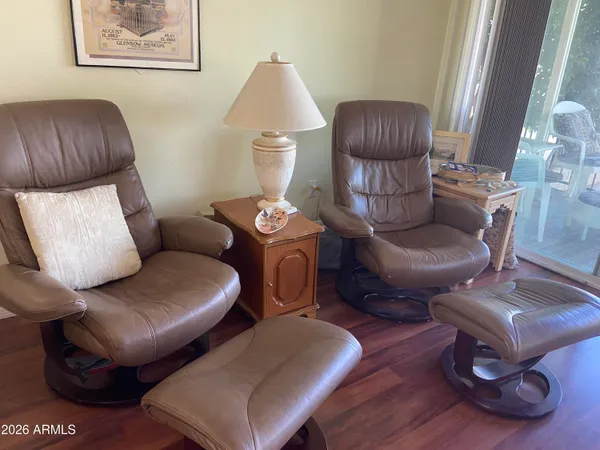 a living room with furniture