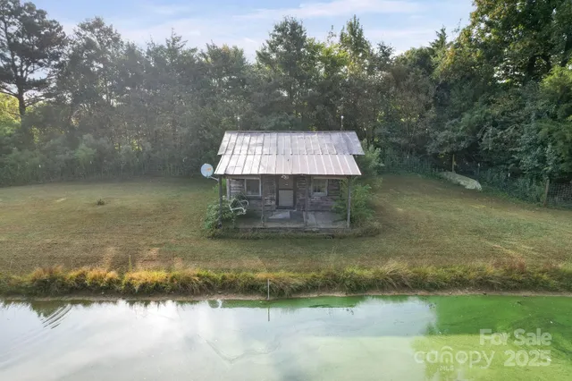 a view of a lake from a yard
