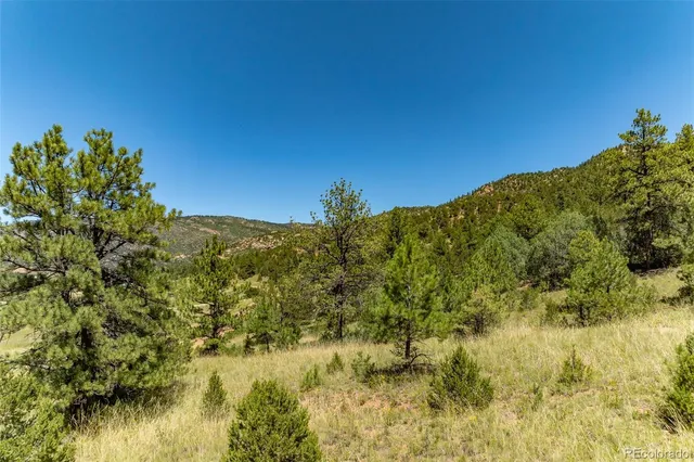 a view of a large building with a mountain in the background