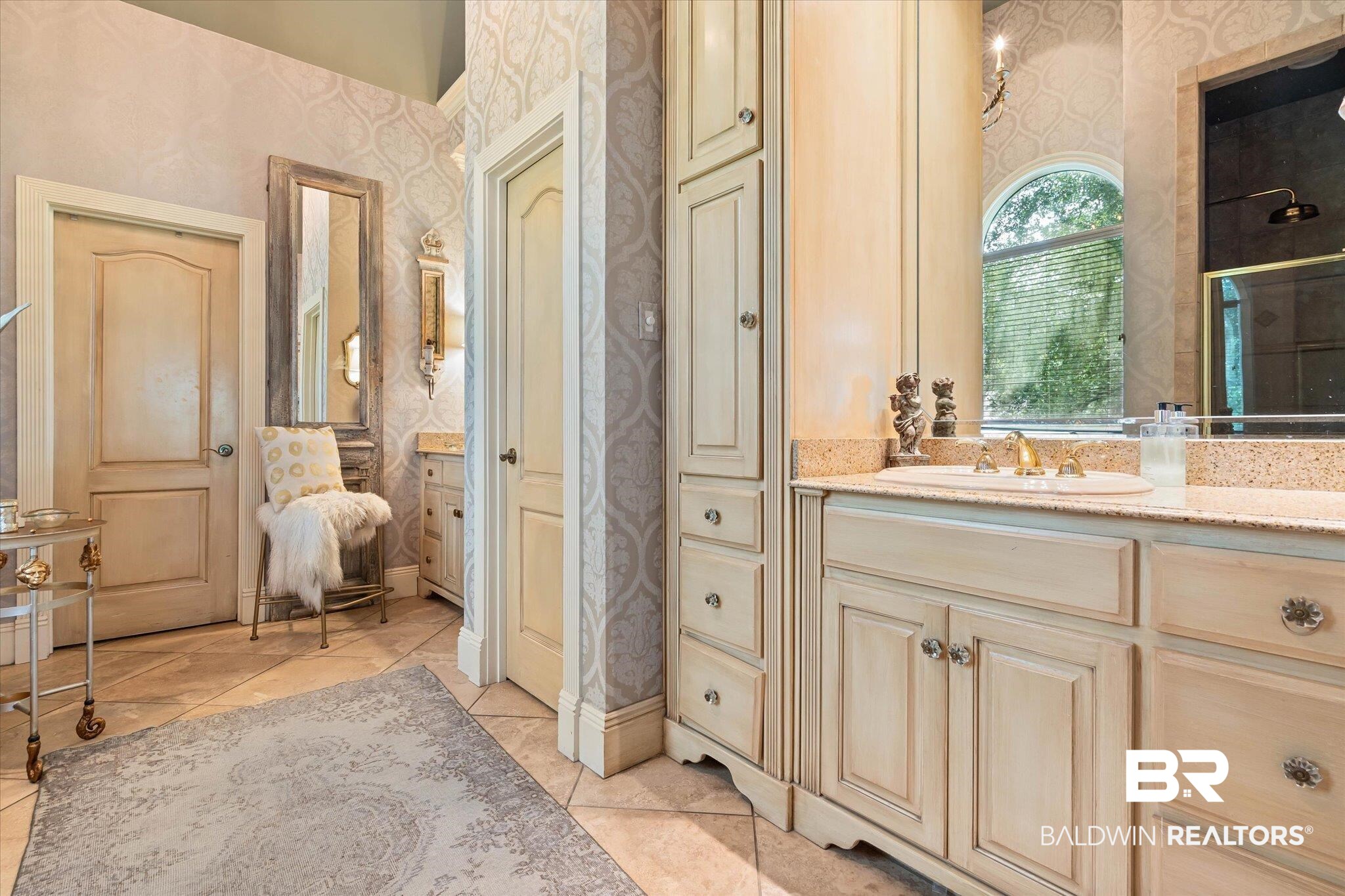 2905 Riverview Pointe Drive South Theodore, AL 36582 - Photo 15 of 44 Bathroom featuring vanity, light tile patterned floors, and wallpapered walls