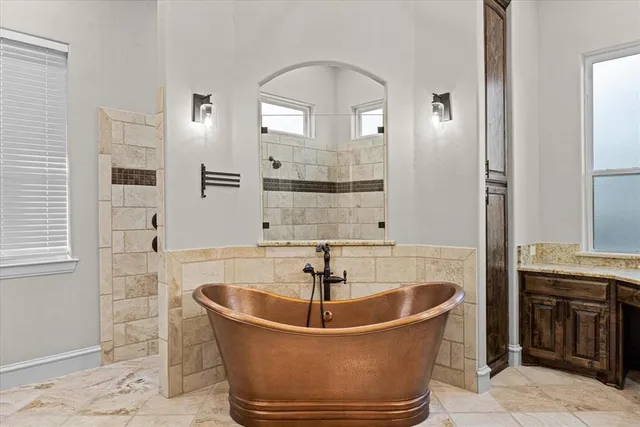 a view of a bathtub in a bathroom