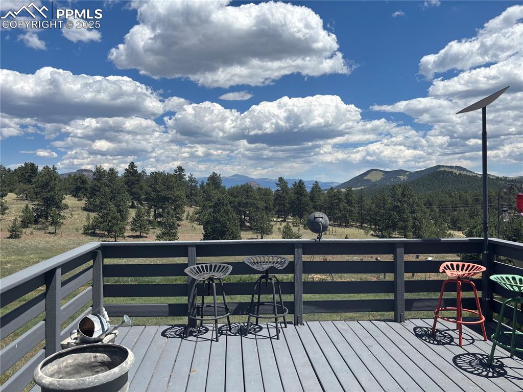 201 Terry Lane Guffey, CO 80820 - Photo 10 of 25 a view of a roof deck with table and chairs and wooden floor