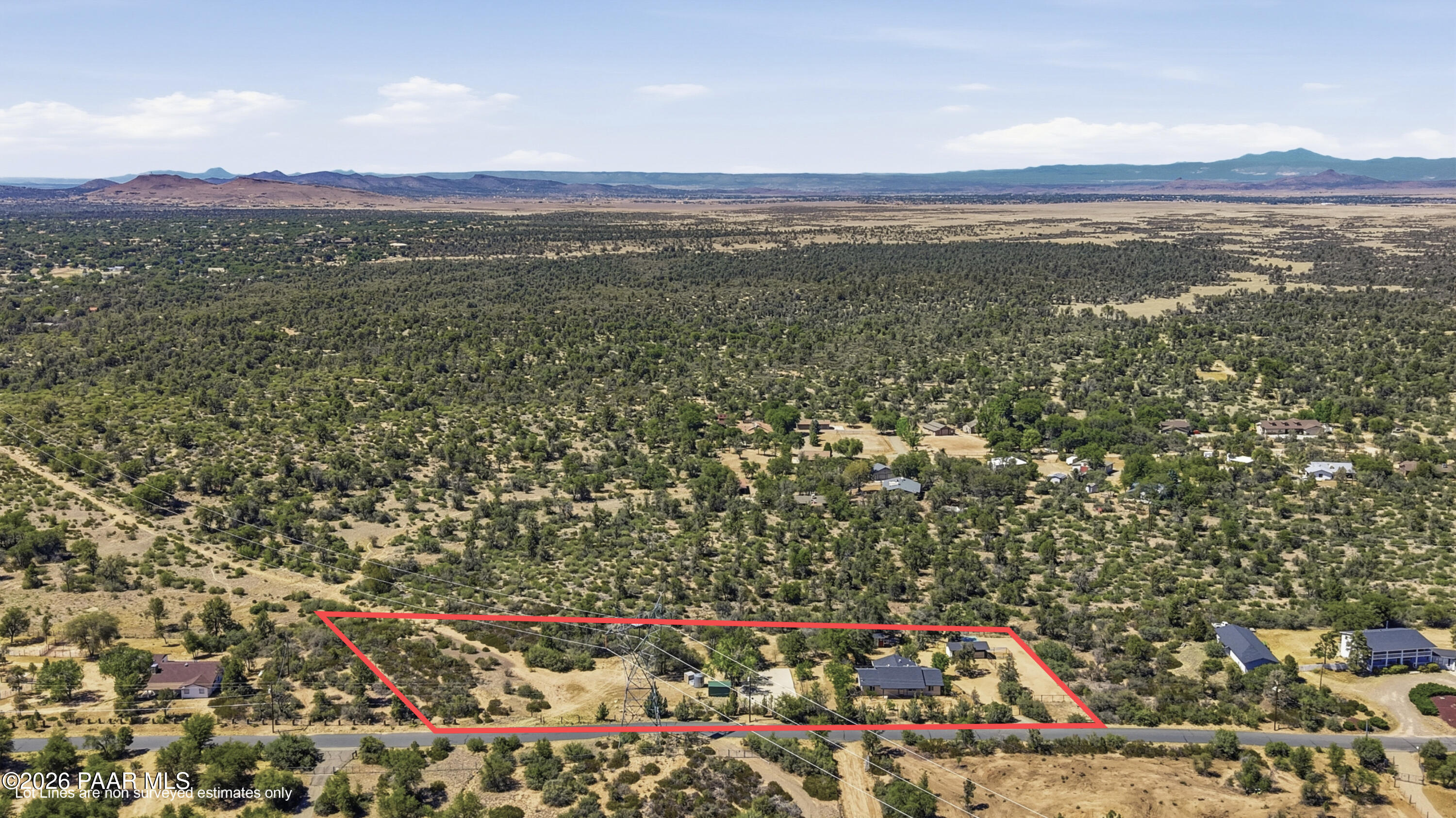 1690 West Oneal Road Prescott, AZ 86305 - Photo 60 of 61 Aerial Front 3 Lot Lines