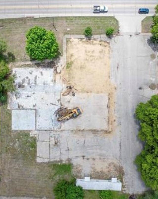 an aerial view of a house