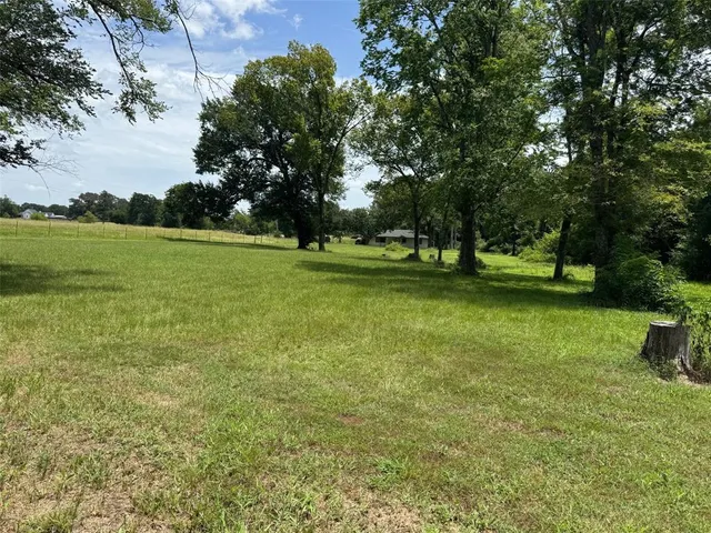 a view of a field of grass and trees