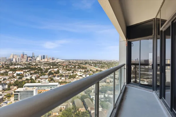 a view of city from balcony