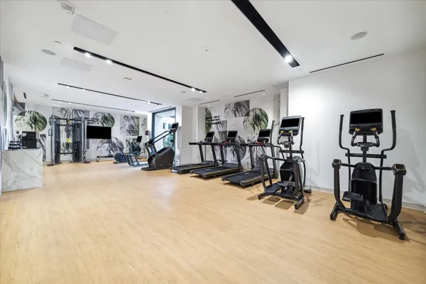 a view of a room with gym equipment
