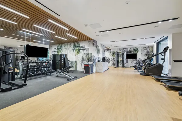 a view of a room with gym equipment