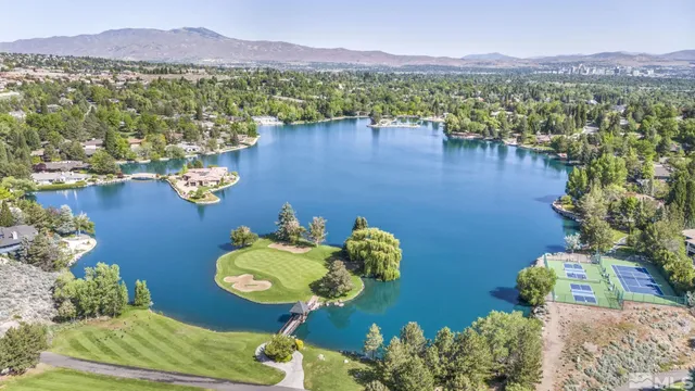 a view of a city with a lake