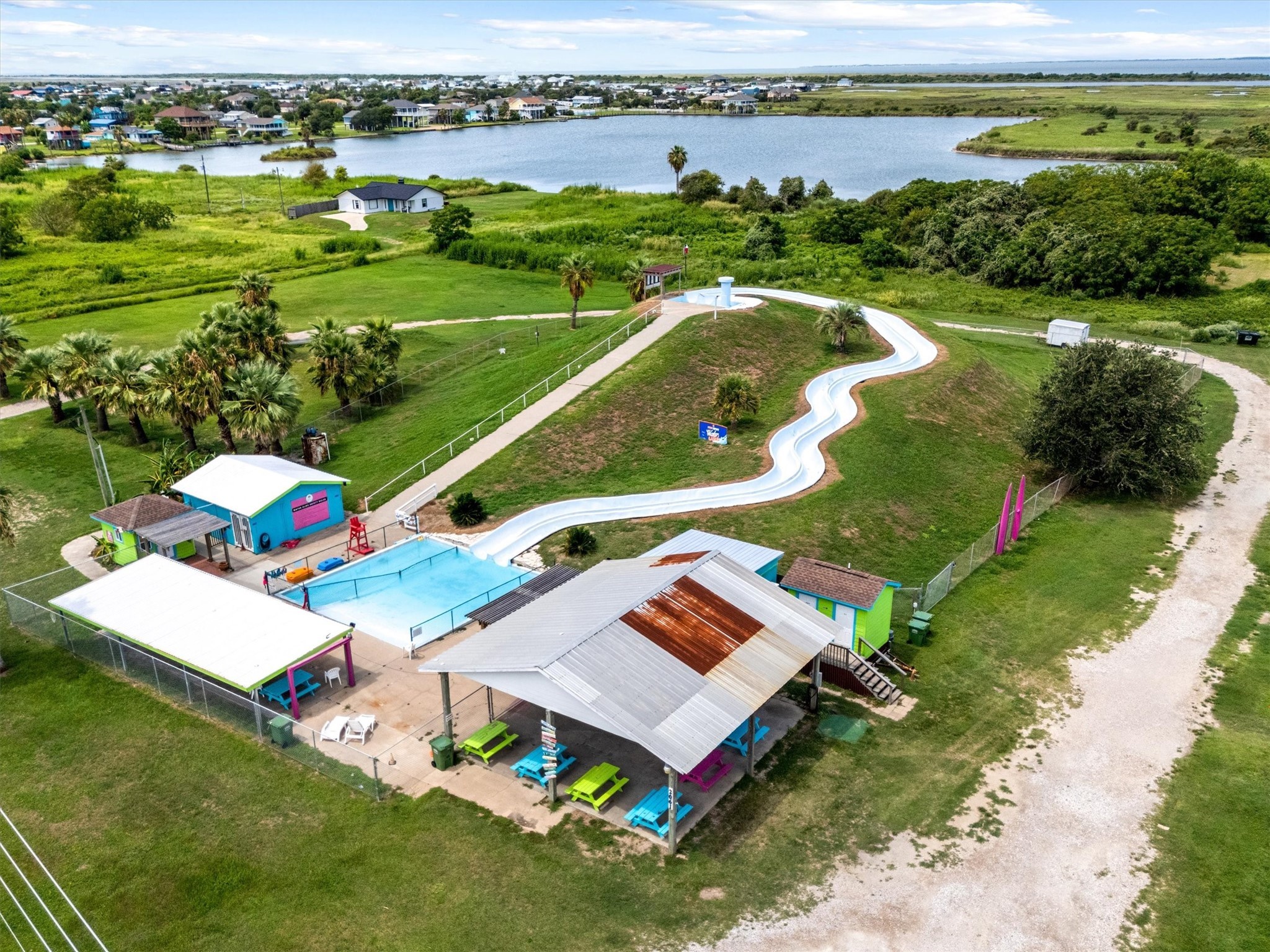 332 Atkinson Street Port Bolivar, TX 77650 - Photo 21 of 30 an aerial view of a residential houses with outdoor space and lake view