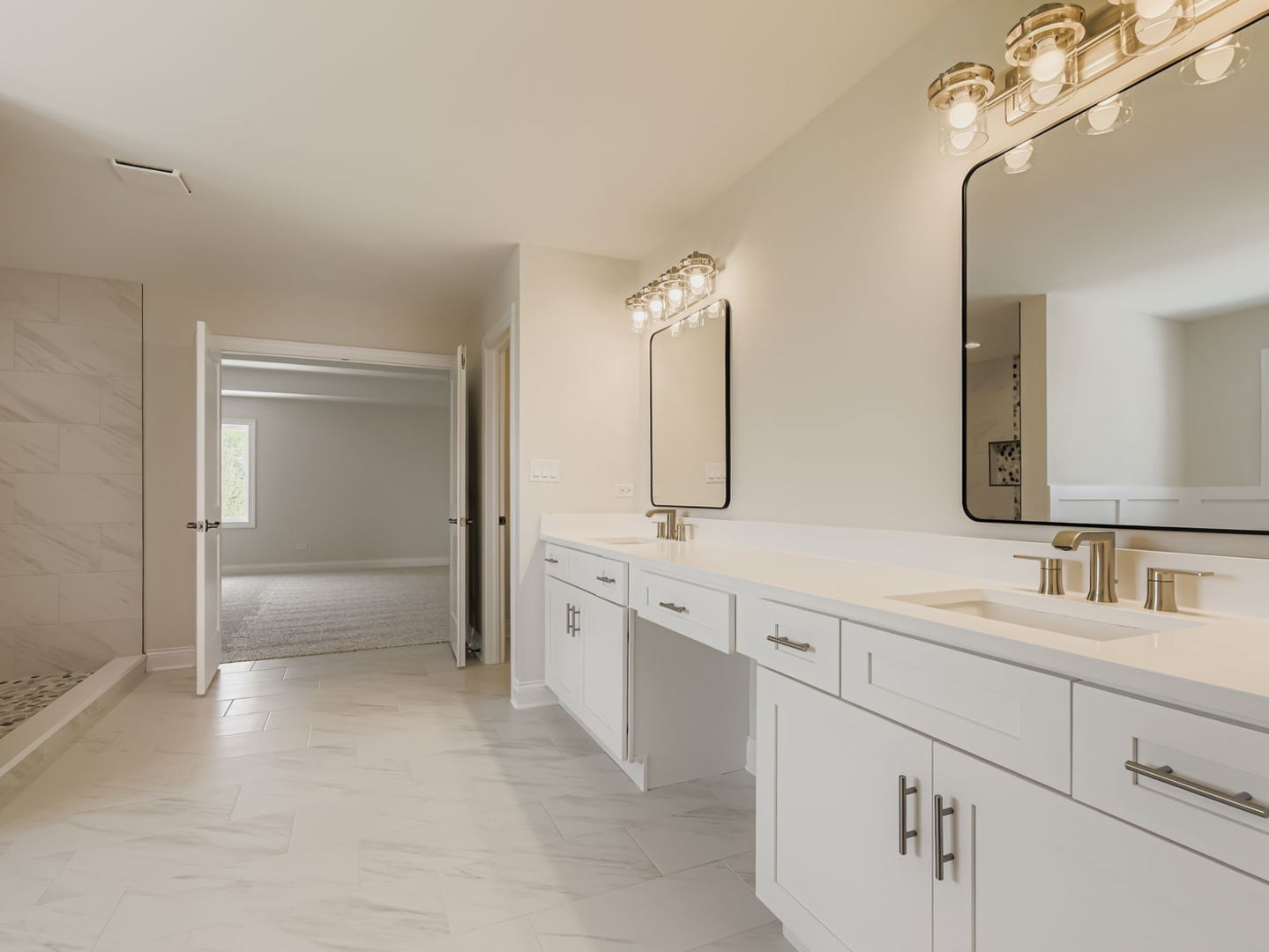 24760 South Hickory Court Crete, IL 60417 - Photo 10 of 15 a spacious bathroom with a double vanity sink mirror and double