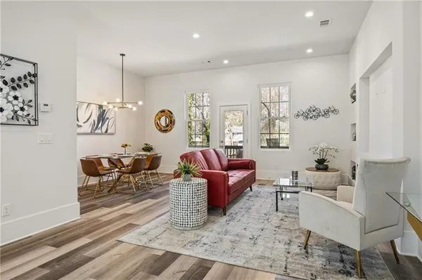 a living room with furniture