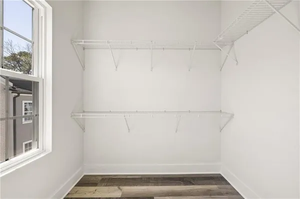 a view of small space with racks on the wall