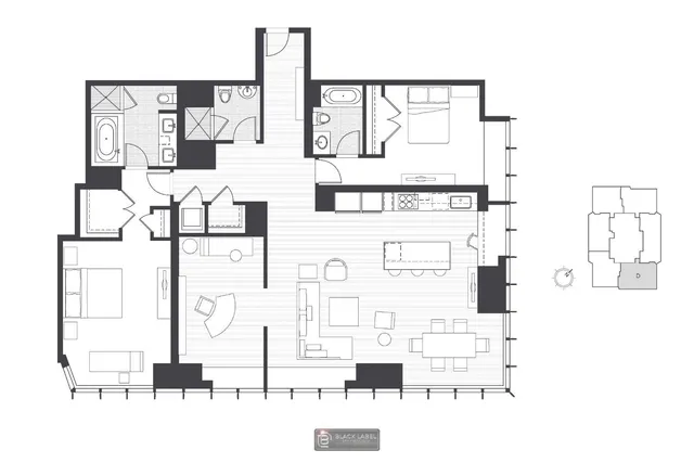a bed sitting in a bedroom and balcony