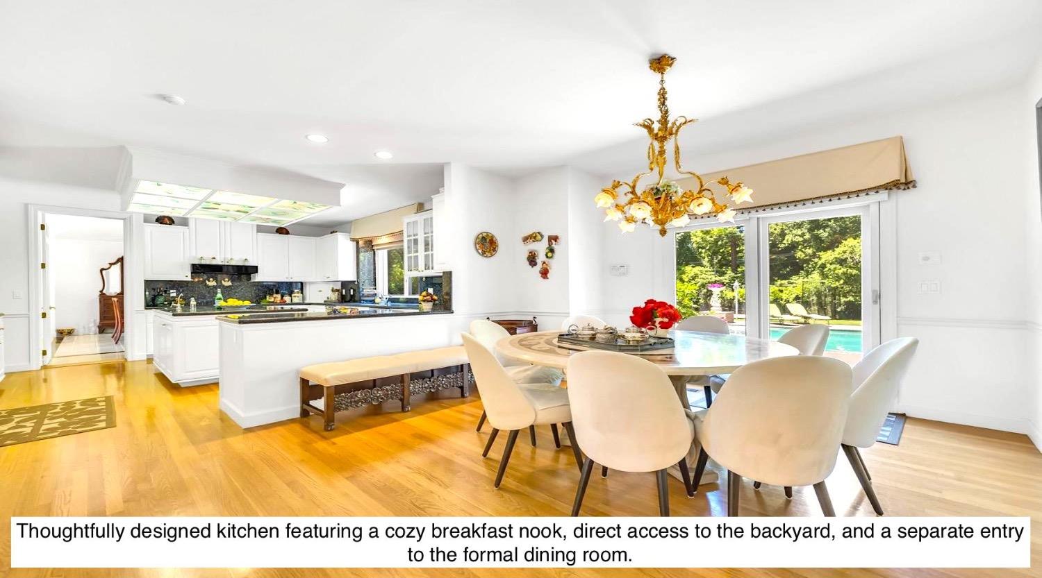 557 Crocker Road Sacramento, CA 95864 - Photo 6 of 21 a dining room with furniture a chandelier and wooden floor