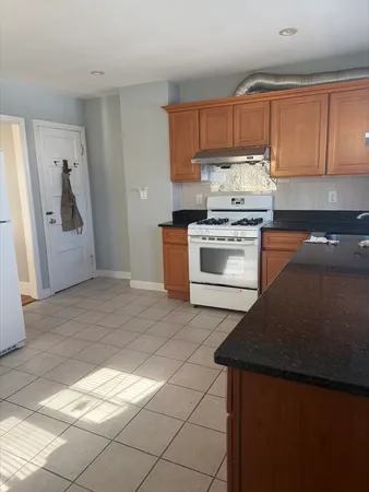 a kitchen with a sink a stove and cabinets