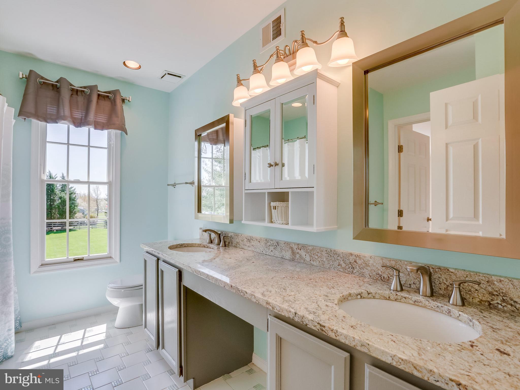 16910 Hoskinson Road Poolesville, MD 20837 - Photo 19 of 30 a bathroom with a granite countertop sink and a mirror