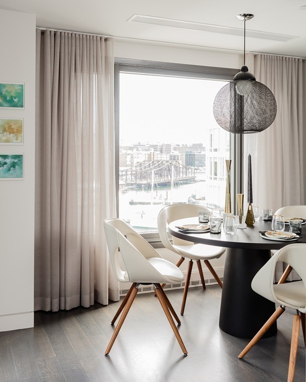 20 Rowes Wharf, Unit 610 Boston, MA 02110 - Photo 8 of 20 a view of a dining room with furniture window and outside view