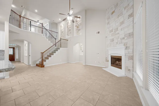 a view of a livingroom with a fireplace