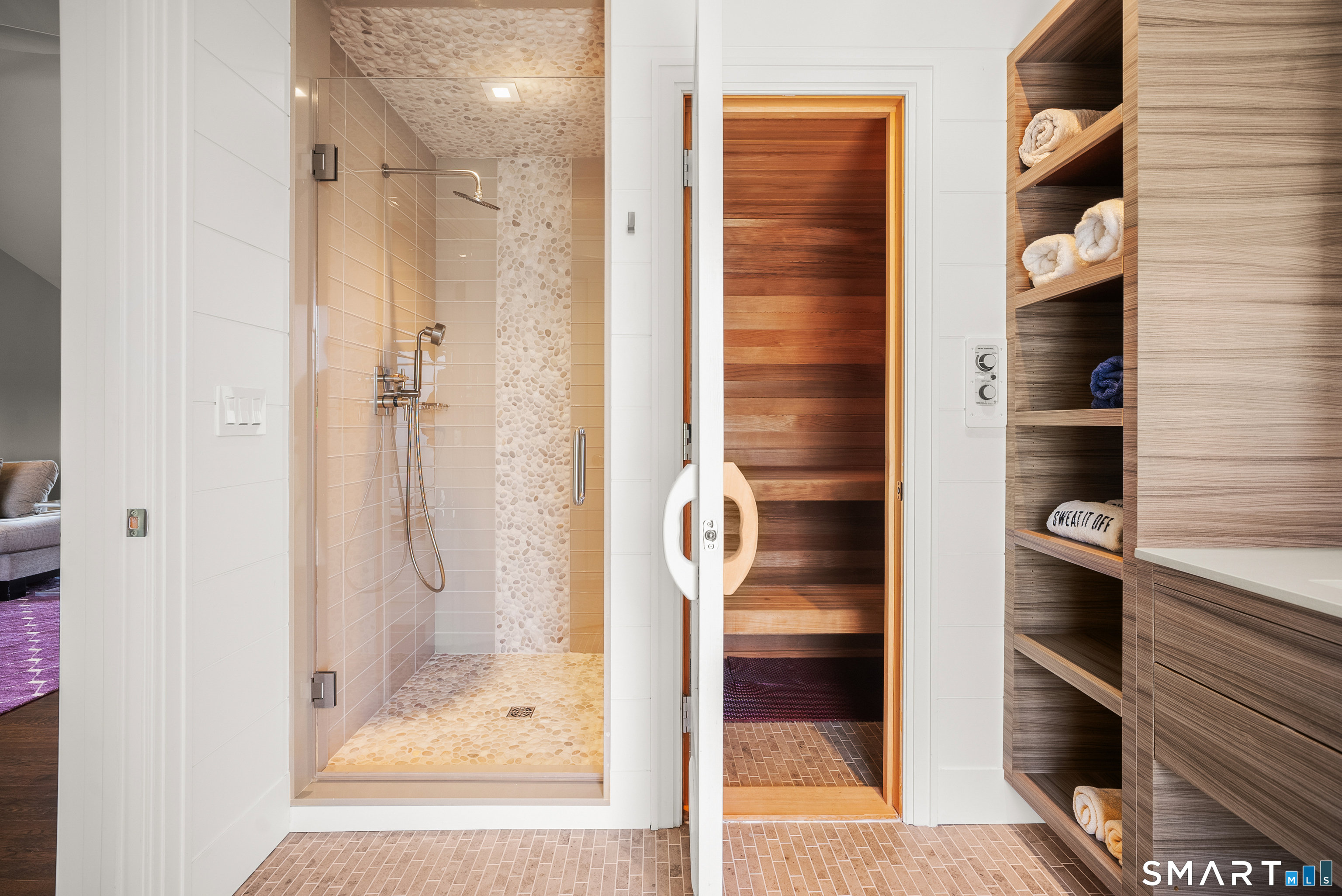 3 Stony Point Road Westport, CT 06880 - Photo 16 of 38 Family Room Bath has a shower and a sauna. Has outdoor access for pool and patio.