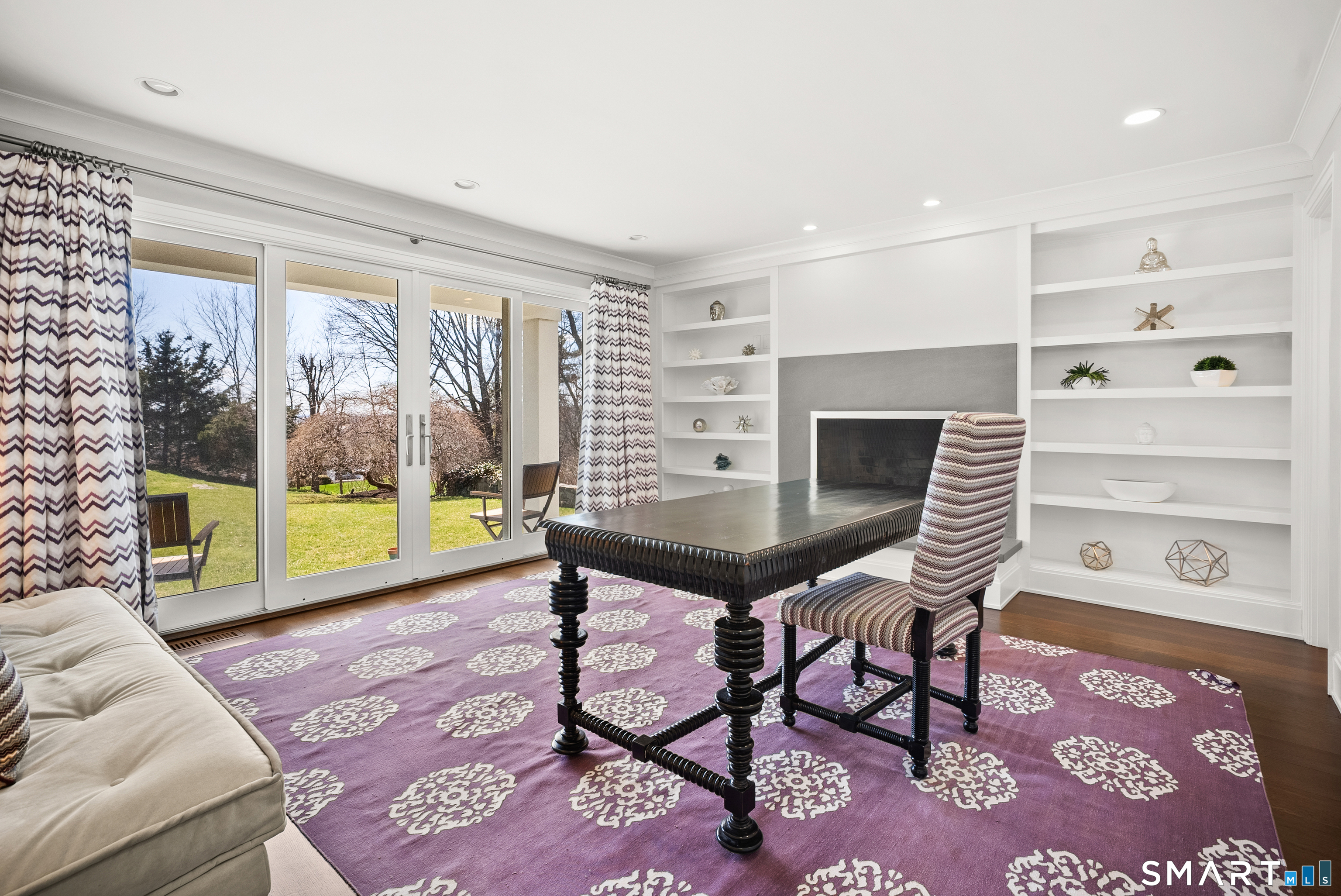 3 Stony Point Road Westport, CT 06880 - Photo 22 of 38 Main floor - used now as office with bookshelves and gas fireplace. Full bath