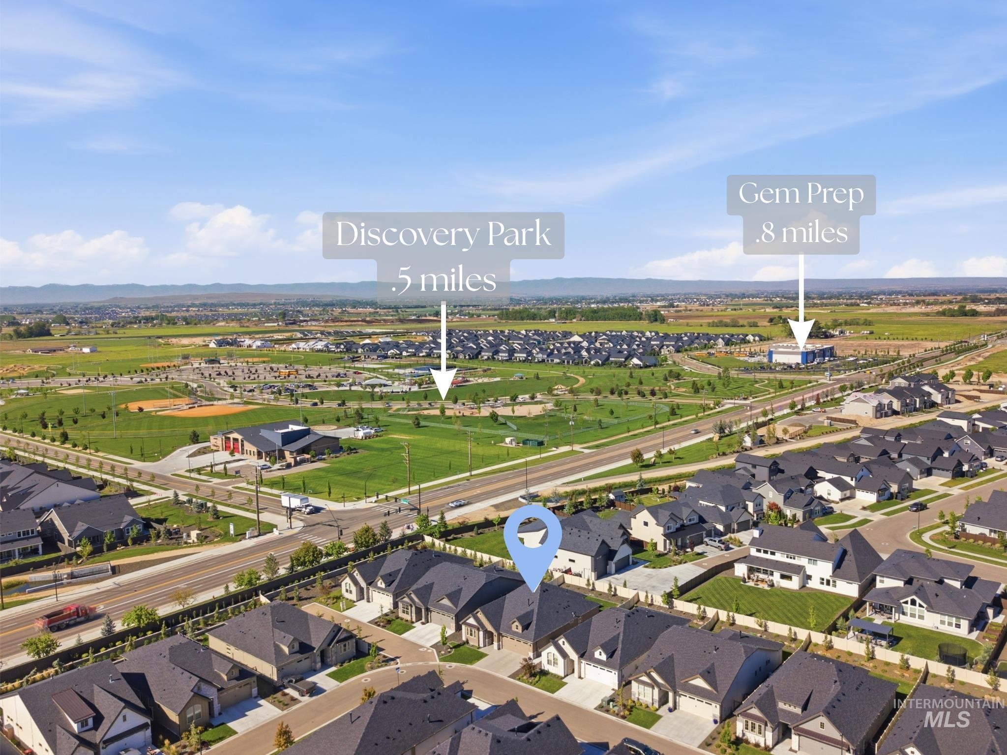 6347 South Utmost Lane Meridian, ID 83642 - Photo 34 of 37 Aerial perspective showcasing a residential community with contemporary homes