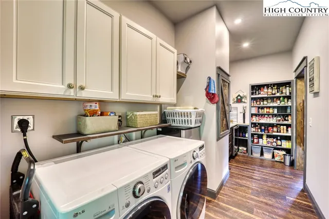 a storage room with washer and dryer