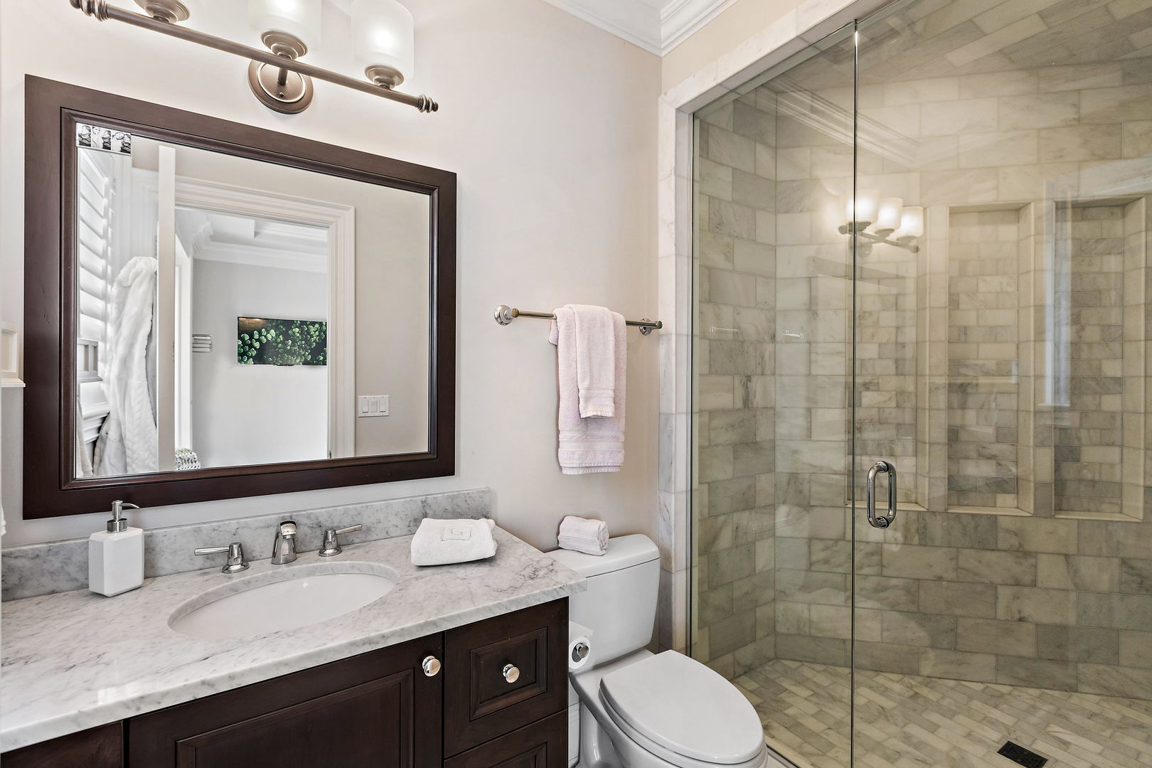 368 Ridge Avenue Winnetka, IL 60093 - Photo 41 of 55 a bathroom with a granite countertop sink toilet and shower