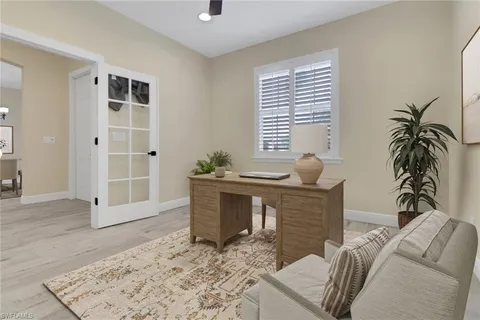 a living room with furniture