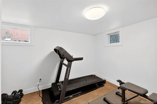 a room with gym equipment