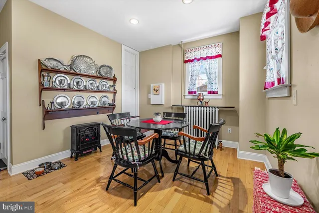 a table and chairs in a room