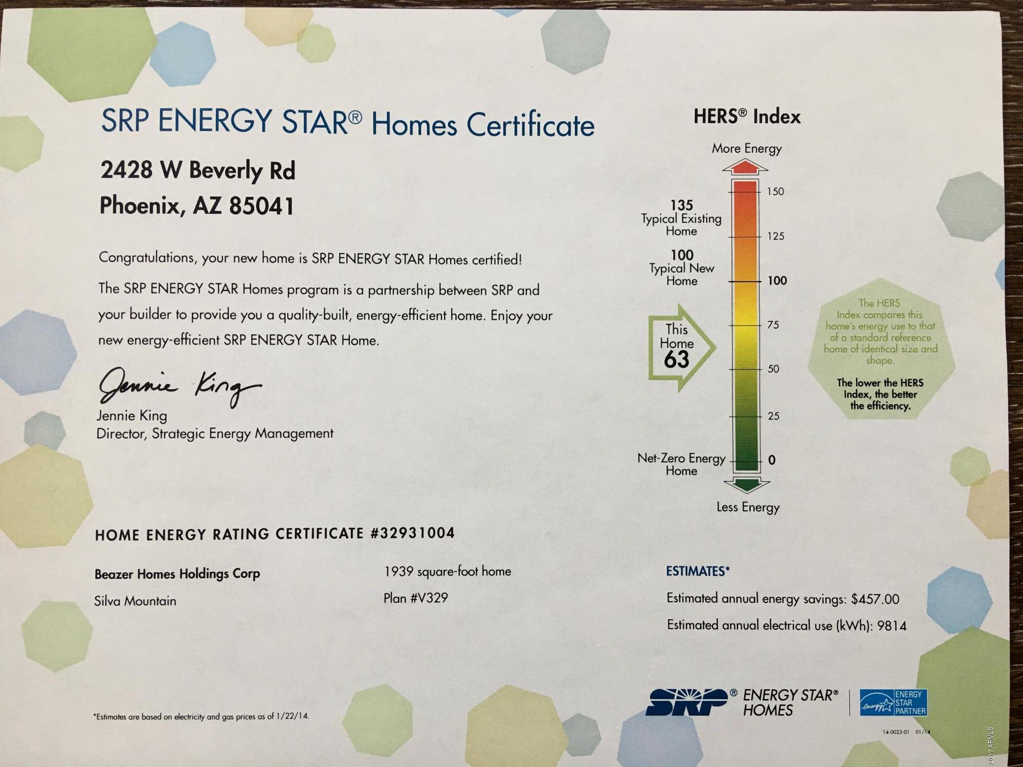 2428 West Beverly Rd. Phoenix, AZ 85041 - Photo 7 of 19 HERS Certificate