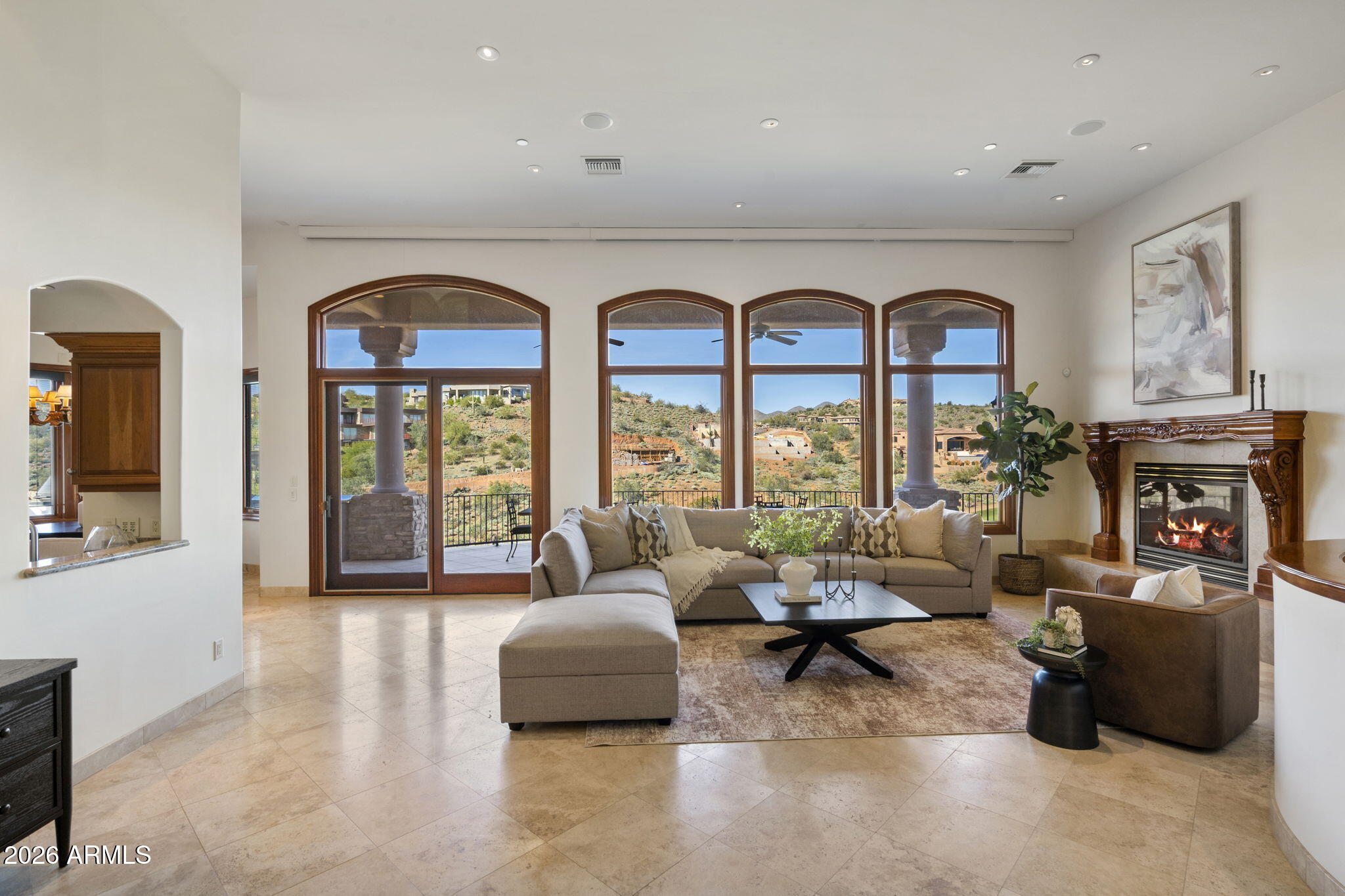 9624 Copper Ridge Trail Fountain Hills, AZ 85268 - Photo 10 of 57 a living room with furniture fireplace and floor to ceiling window