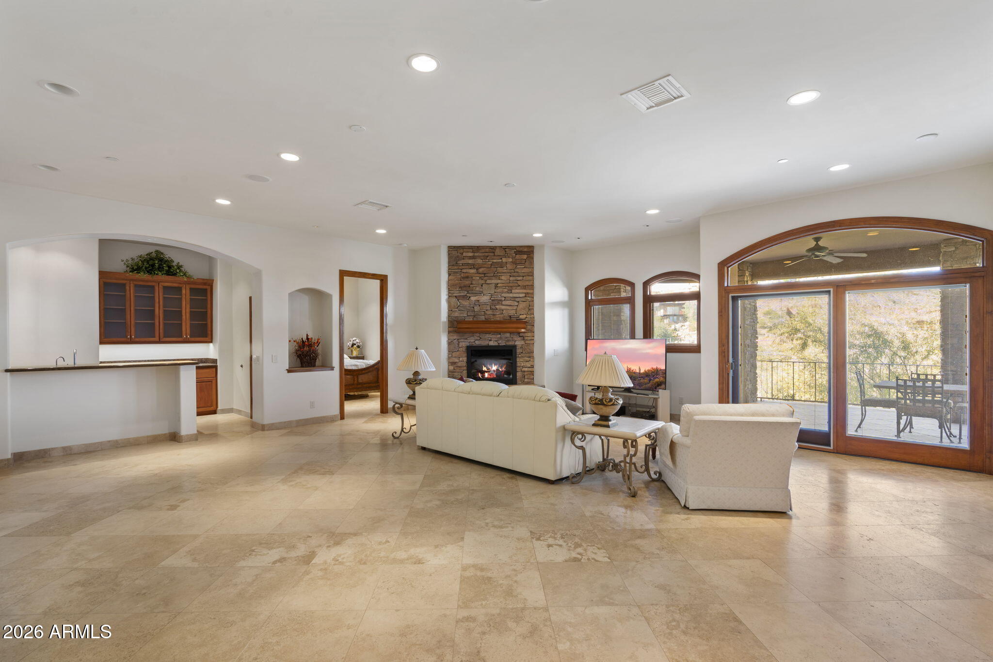 9624 Copper Ridge Trail Fountain Hills, AZ 85268 - Photo 43 of 57 a living room with furniture and a fireplace