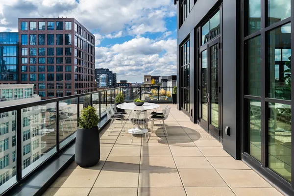 a view of city from a balcony