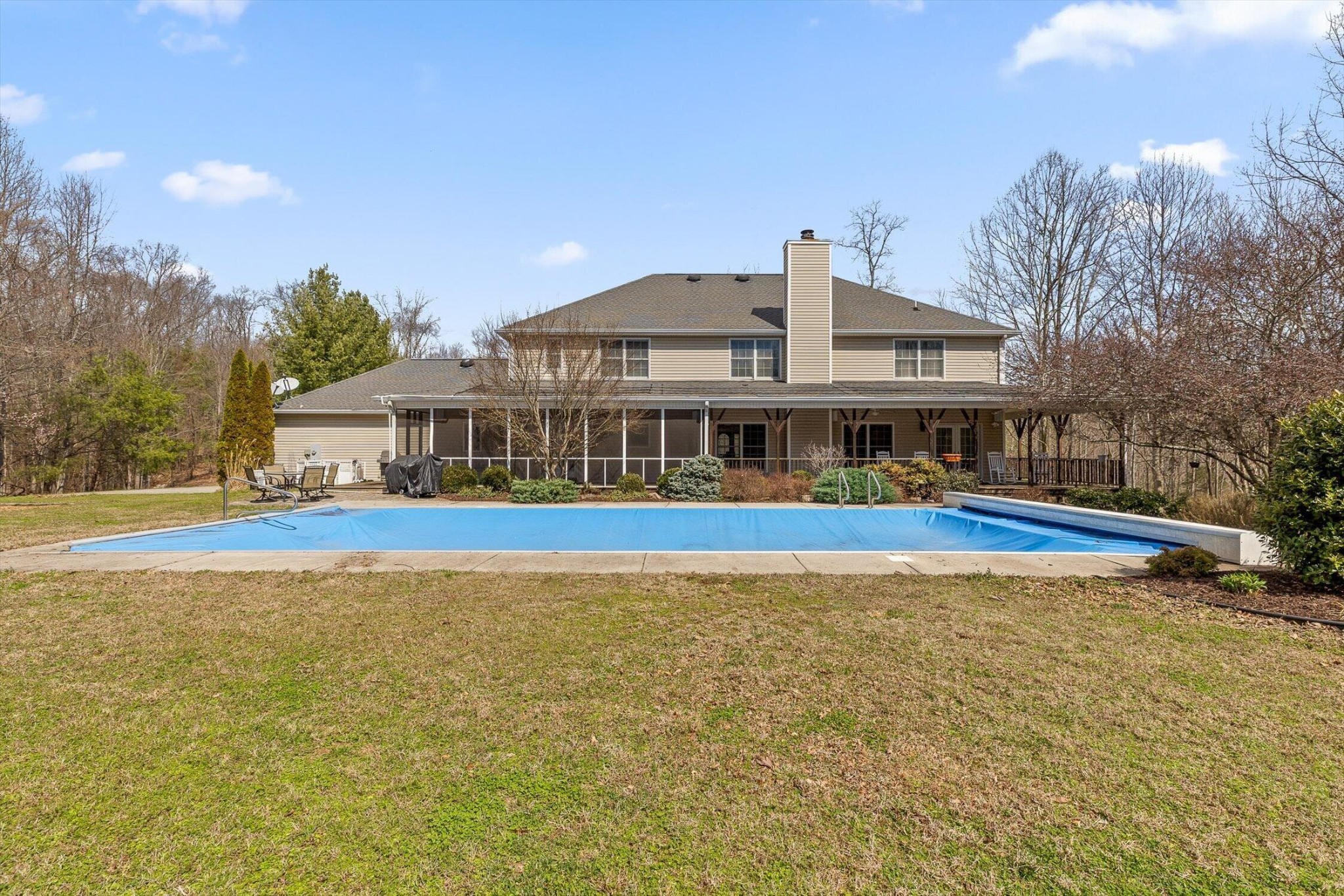 1250 Owl Hollow Road McDonald, TN 37353 - Photo 66 of 87 a view of a house with swimming pool and a yard
