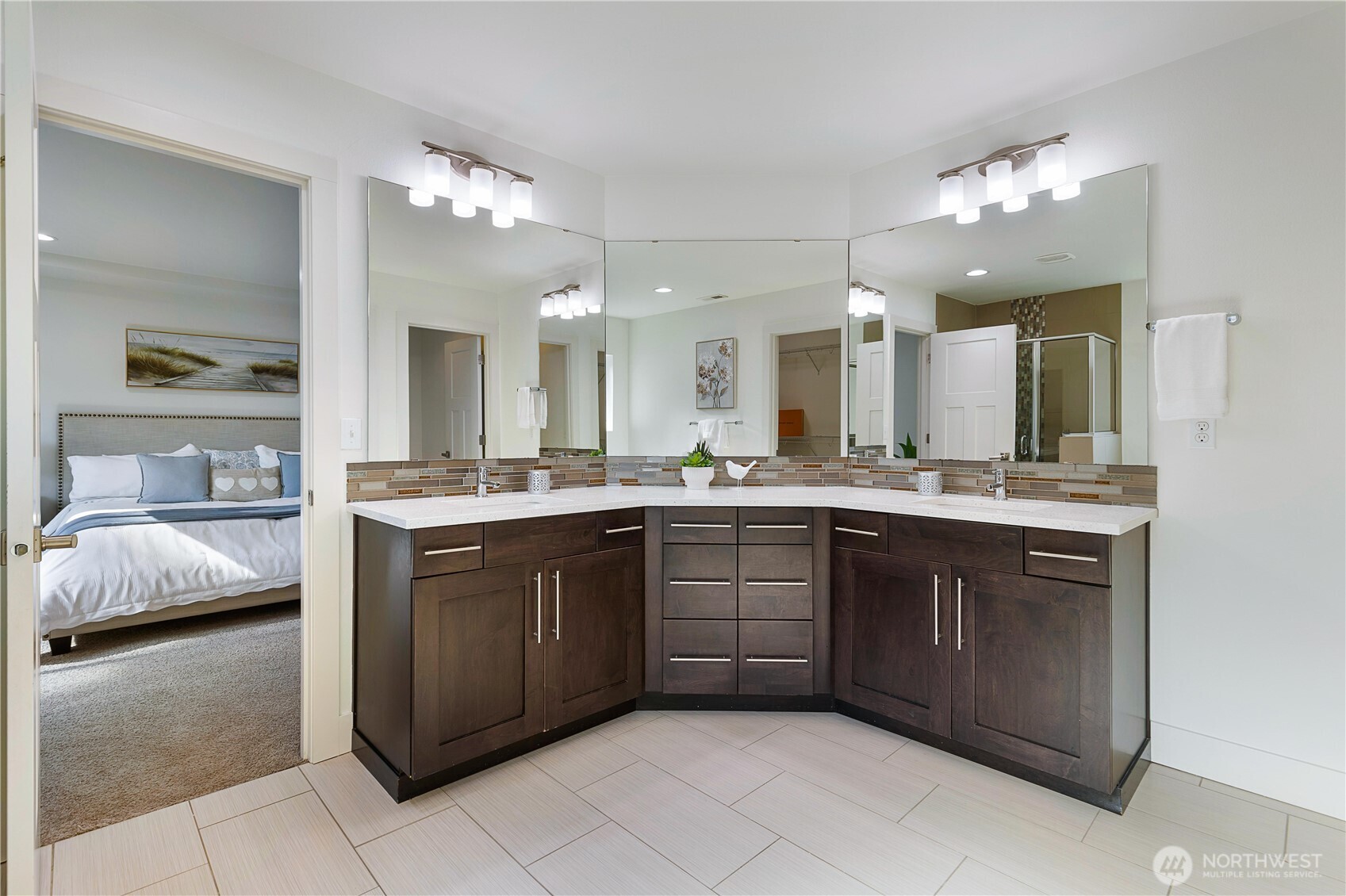 4214 223rd Place Southeast Bothell, WA 98021 - Photo 21 of 37 a spacious bathroom with a sink vanity and mirror