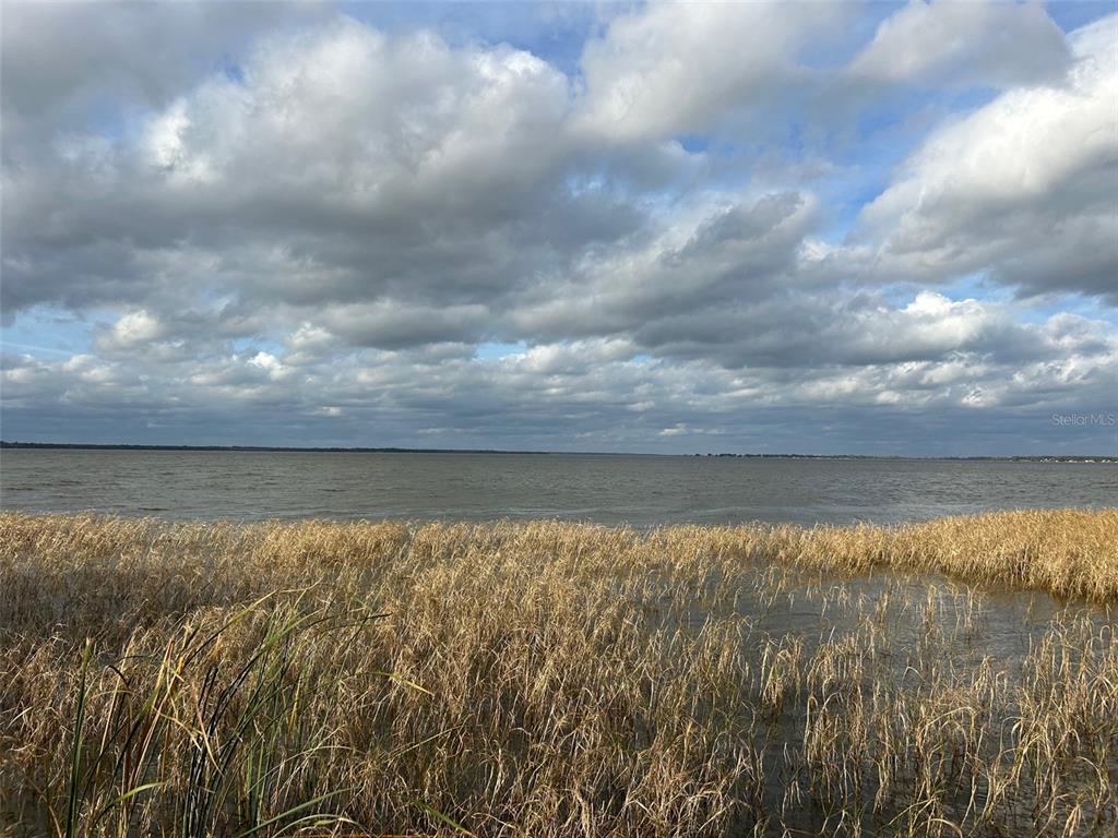 a view of lake with green space