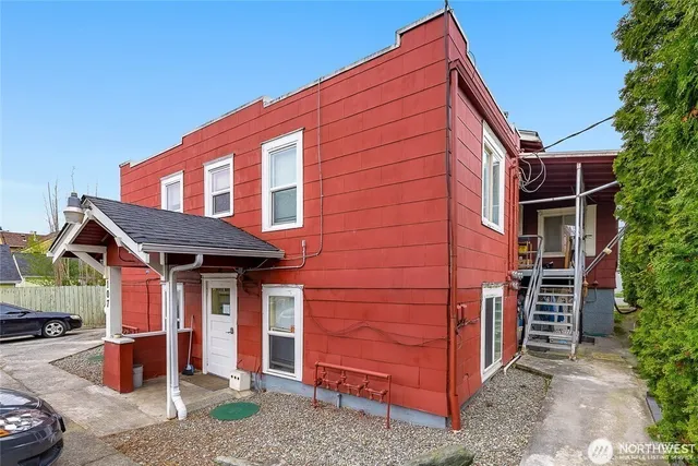 an aerial view of a house