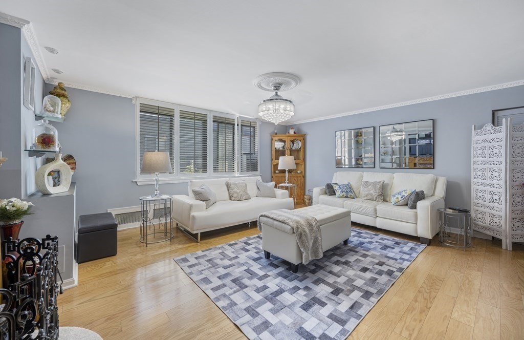 8 Juniper Street, Unit 22 Brookline, MA 02445 - Photo 2 of 11 a living room with fireplace furniture and a rug