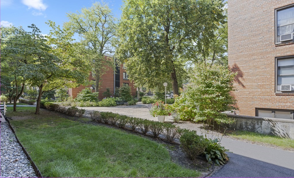 8 Juniper Street, Unit 22 Brookline, MA 02445 - Photo 10 of 11 a view of a house with a yard and a garden
