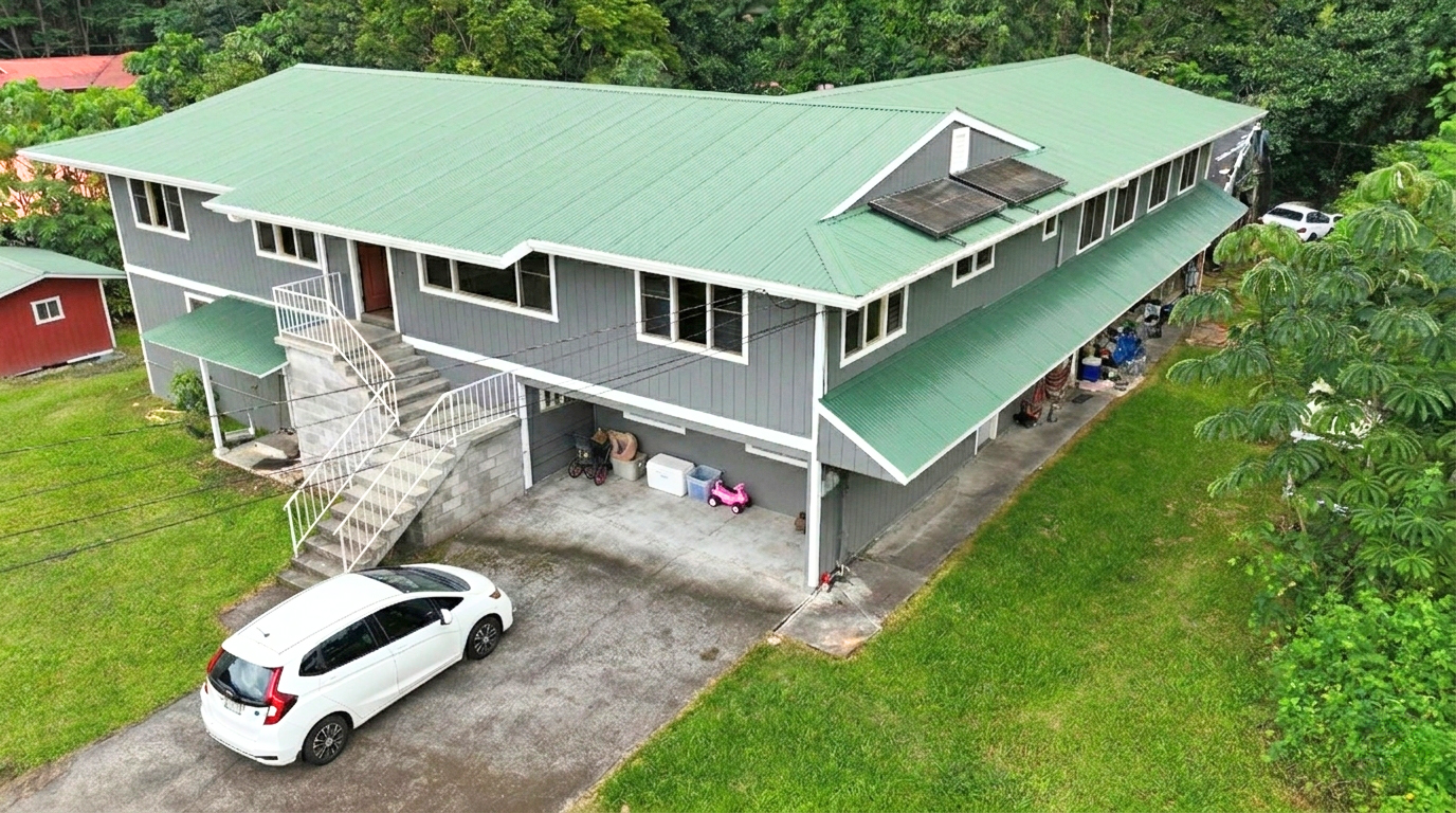 an aerial view of a house