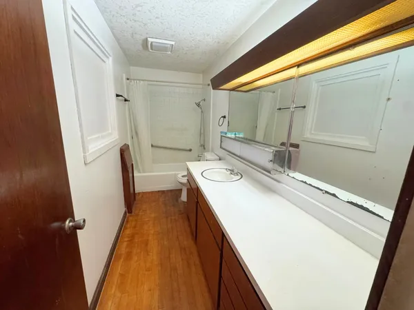 a bathroom with a sink a mirror and a toilet