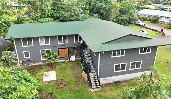 an aerial view of a house
