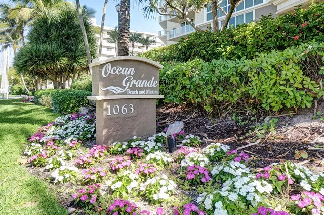 a view of a building with a garden