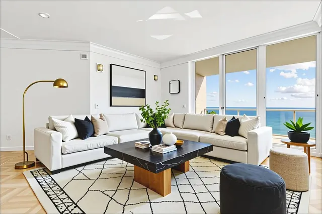 a bed room with a bed and a large mirror