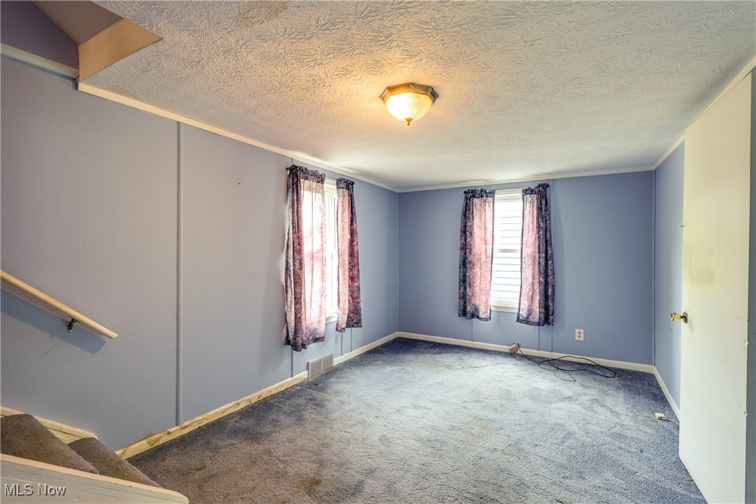 2123 Martin Road Mogadore, OH 44260 - Photo 16 of 35 Spare room featuring carpet flooring, baseboards, and a textured ceiling